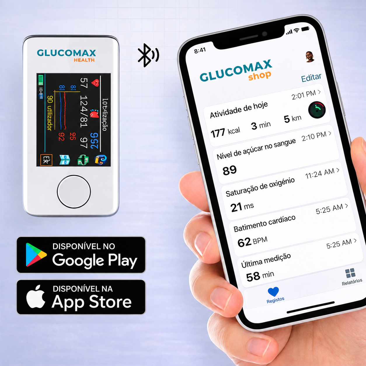 Medidor de Glicose Multifuncional Glucomax Não Invasivo